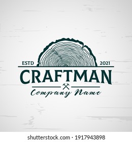 Grinding Craftsman Carpentry Vintage Retro Creative Idea Logo Design Vector Illustration Template