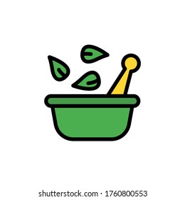 Grinding leaf icon. Simple color with outline vector elements of healing plant icons for ui and ux, website or mobile application