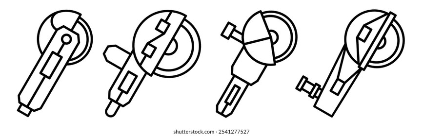 Grinding machine icon. Grinding machine icon collection. Stock vector.