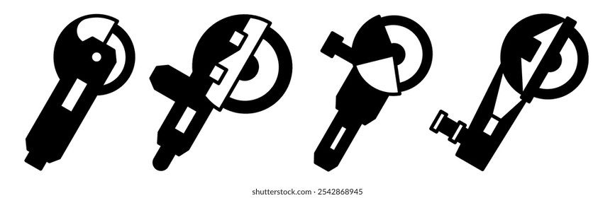 Grinding machine illustration. Grinding machine icon vector set. Stock vector.