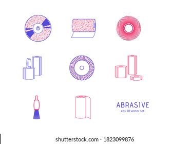Grinding, polishing - vector icons set on white background. Symbol for web, infographics, print design and mobile UX/UI kit. Vector illustration, EPS10.