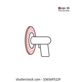 Grinding, polishing - vector thin line icon on white background. Symbol for web, infographics, print design and mobile UX/UI kit. Vector illustration, EPS10.
