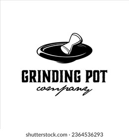 Grinding pot logo with masculine style design