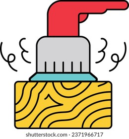 grinding wheel on wooden surface vector icon design Handyman Service symbol, House Repairing sign Civil Engineering and Building Contractor stock illustration, Orbital eccentric sander grinder concept