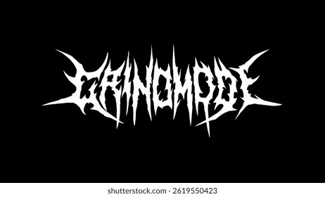 Grindmode, typography vector symmetrical and intense dark metal font style for streetwear, t-shirt print apparel, sticker, poster, logo and more