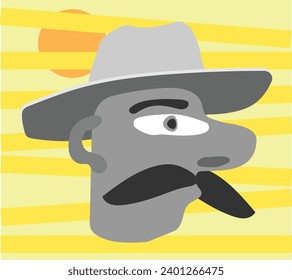 Gringo, face on a sunny yellow background