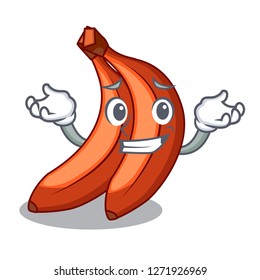 Grinning abunch in red bananas fruit character