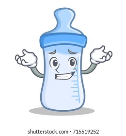 Grinning baby bottle character cartoon