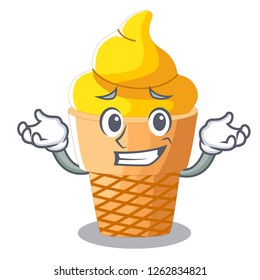 Grinning banana ice cream isolated on mascot