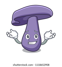 Grinning blewit mushroom character cartoon