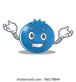 Grinning blueberry character cartoon style