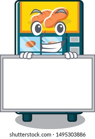 Grinning with board bakery vending machine isolated the cartoon