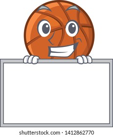 Grinning with board basket ball in the character shape