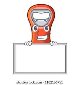 Grinning with board beer bottle opener isolated on cartoon