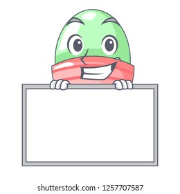Grinning with board boiled egg cup isolated on mascot