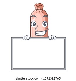 Grinning with board bolster on the funny cartoon shape