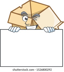 Grinning with board box cardboard open for goods packaging