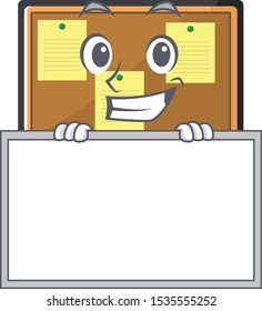 Grinning with board bulletin board with the cartoon shape