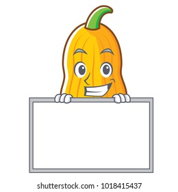 Grinning with board butternut squash character cartoon