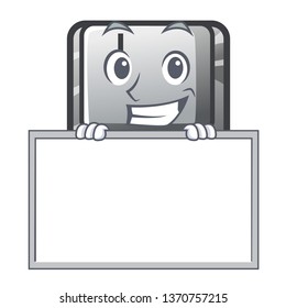 Grinning with board button I on a keyboard mascot