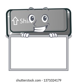 Grinning with board button shift isolated with the character