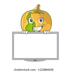 Grinning with board candy apple character cartoon