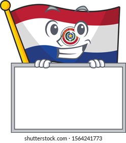 Grinning with board cartoon flag paraguay in with mascot