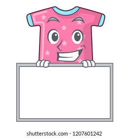 Grinning with board character baby clothes hanging on clothesline