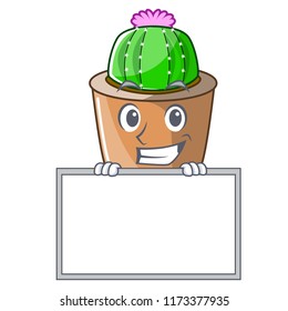 Grinning with board character cartoon flower of star cactus