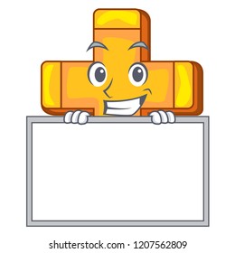 Grinning with board character line draw symbol plus sign