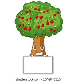 Grinning with board cherry tree in the cartoon shape