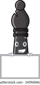 Grinning with board chess bishop isolated with the cartoon