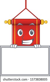 Grinning with board chinese scrolls cartoon character style