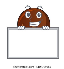 Grinning with board chocolate donut character cartoon