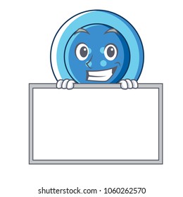 Grinning with board clothing button character cartoon