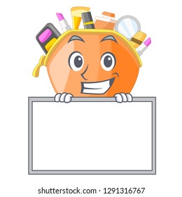 Grinning with board cosmetic bag in the character shape