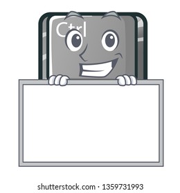 Grinning with board ctrl button in the cartoon shape