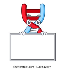 Grinning with board dna molecule character cartoon