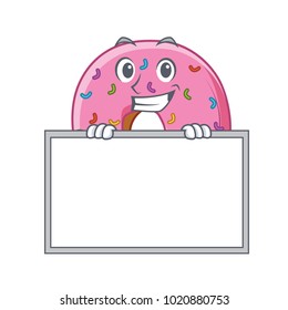 Grinning with board Donut character cartoon style