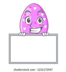 Grinning with board easter egg cartoon clipping on path