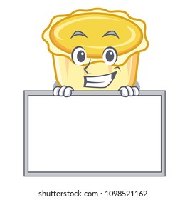 Grinning with board egg tart character cartoon