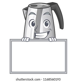 Grinning with board electric stainless steel kettle on character