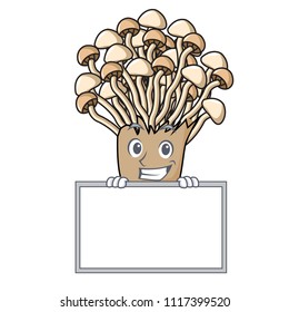 Grinning with board enoki mushroom character cartoon