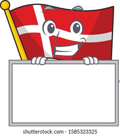 Grinning with board flag denmark cartoon character style