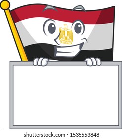Grinning with board flag egypt mascot the character shape