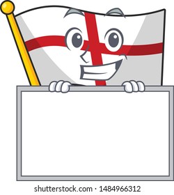 Grinning with board flag england isolated in the mascot