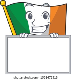 Grinning with board flag ireland isolated with the cartoon