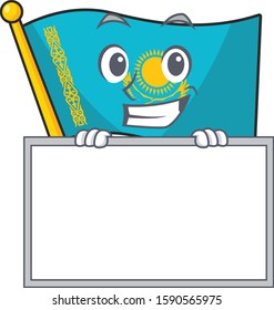 Grinning with board flag kazakhstan cartoon character style