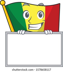Grinning with board flag mali cartoon character style