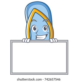 Grinning with board flip flops character cartoon
